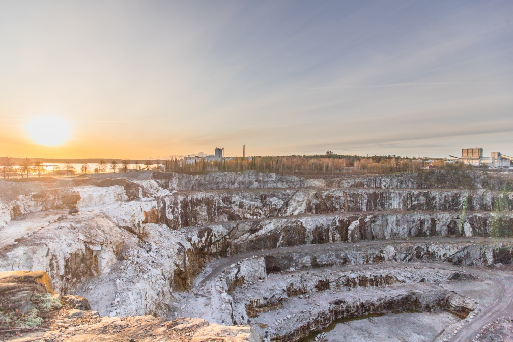 Pargas mine during sunset in the finnish archipelago